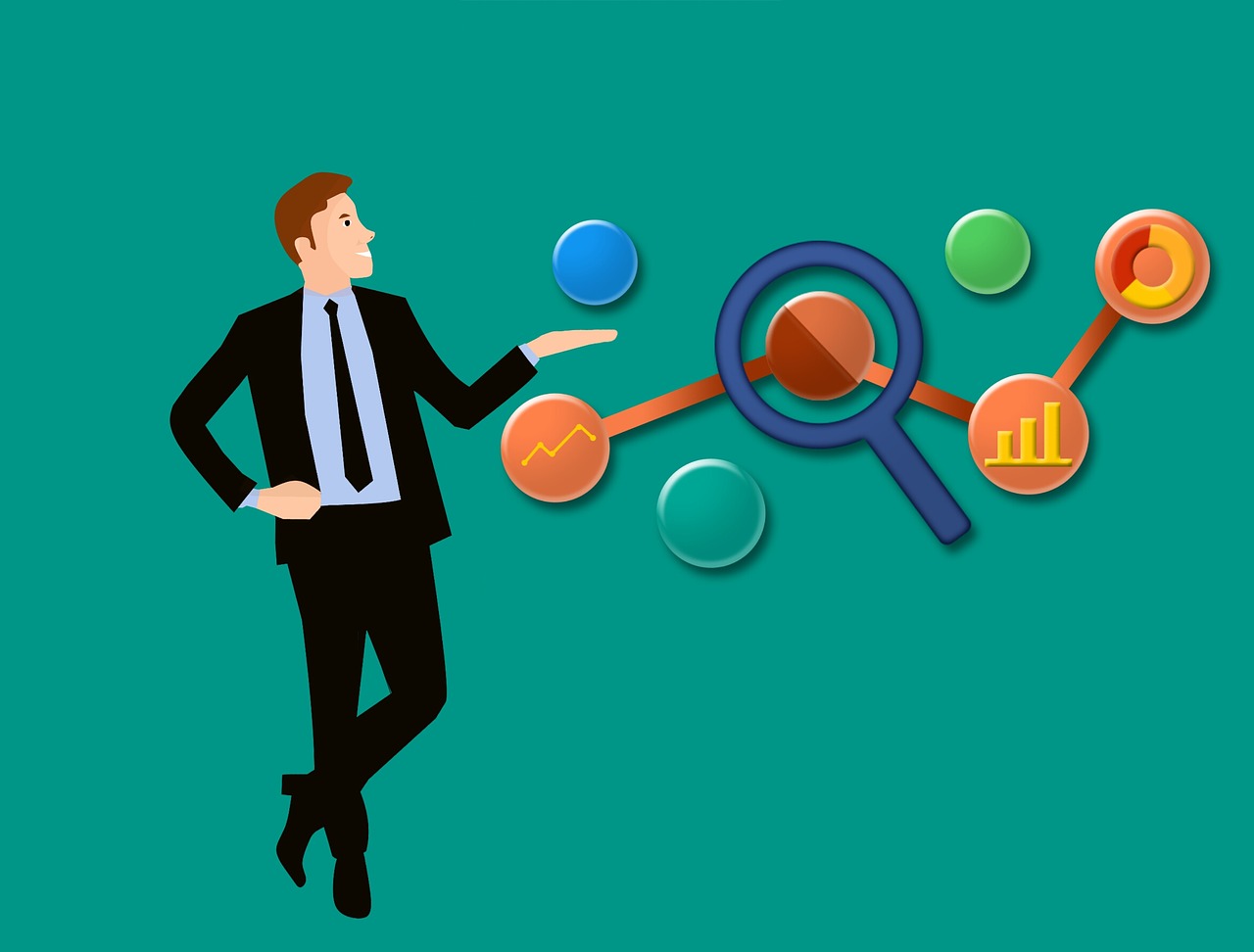 man with seo icons